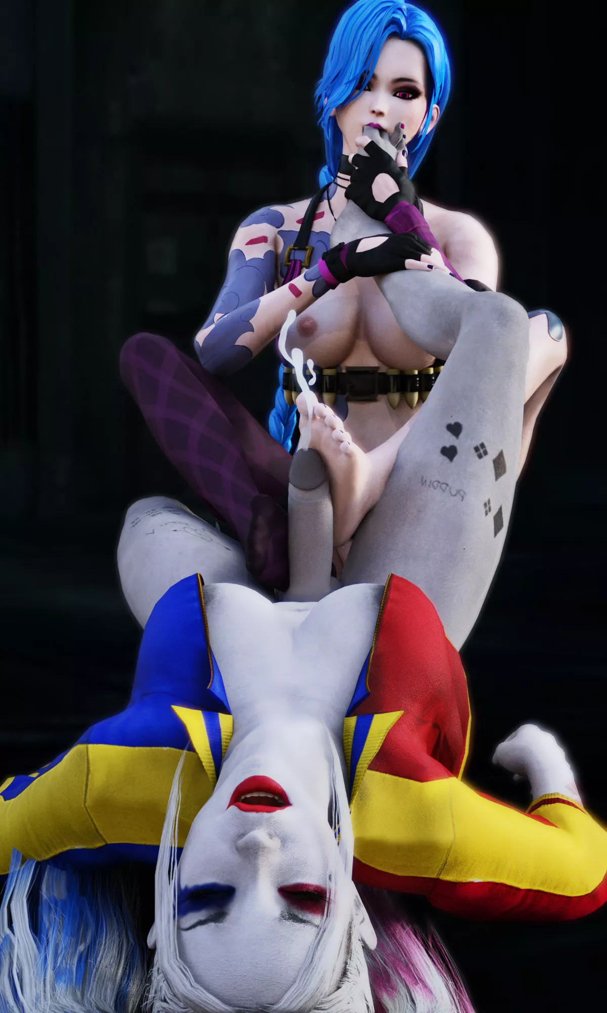 Jinx and Futa Harley Quinn