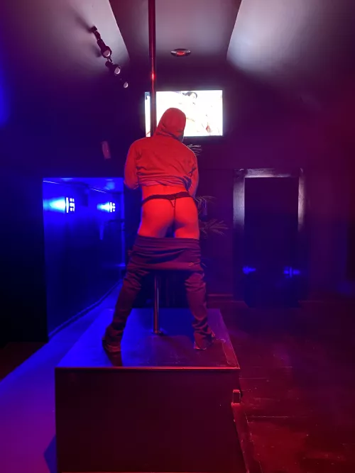 Jumped up on stage at local strip club on a slow day