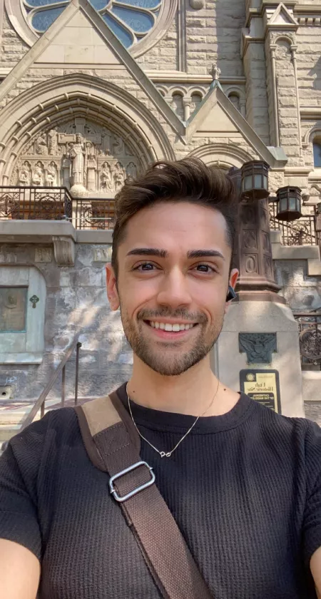 Just a gay boy in front of a large church. Just a reminder you’re loved the way you are ❤️‍🔥