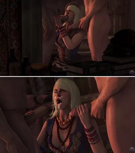 Keira Metz helping out the locals (WeebSfm) [The Witcher]