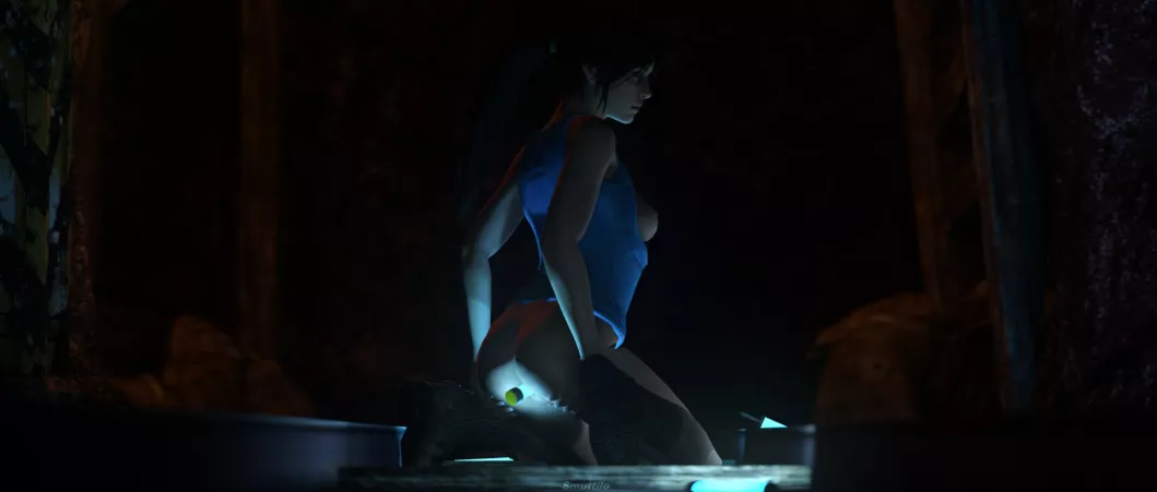Lara messing around in a cave (smuttilo)