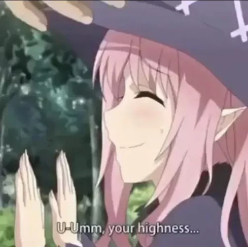 LF color source: 1girl, “U-Umm, your highness…”, Pink hair, elf ears, eyes closed, light blushing