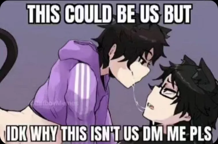 LF Color Source: 2boys, femboy, kissing, glasses, art, comic, spit string, making out, meme, text “this could be us but idk why this isn’t us dm me pls”
