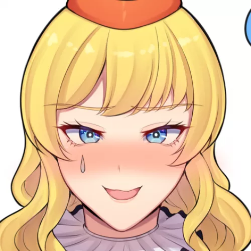 LF Color Source: White Background, Face, blush, blue eyes, blonde, hat, teardrop, mouth open, collar