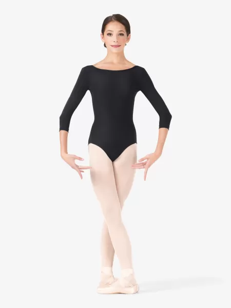 Long sleeved black ballet leotard with pantyhose