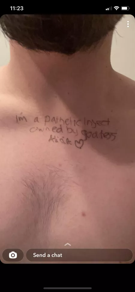 Look at this sissy bitch, so worthless the only good thing he has is me 😂