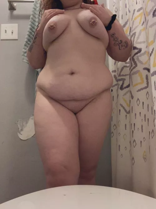 Look how cute my nipple rings are🥵🥵