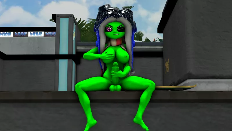 Made my oc as a futa in sfm. (Yes shes a darker tone of green