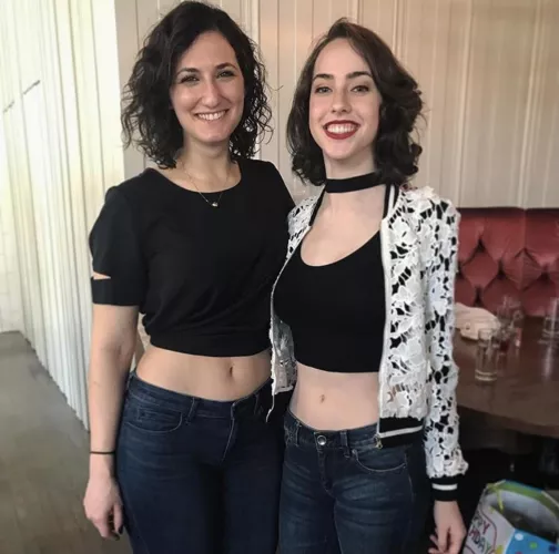 Me on the left. First time in a crop top in years, I think I still got it after 2 kids.
