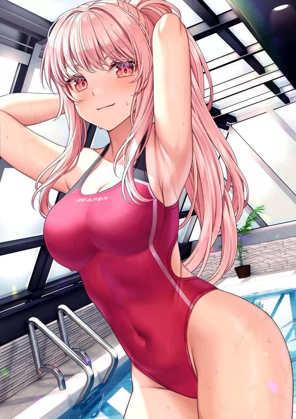 Mori Calliope at THAT pool (Saruei) [Hololive English]