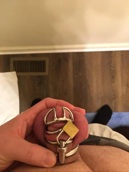 My first ever post with my second ever chastity device. I feel so perfect wearing this!