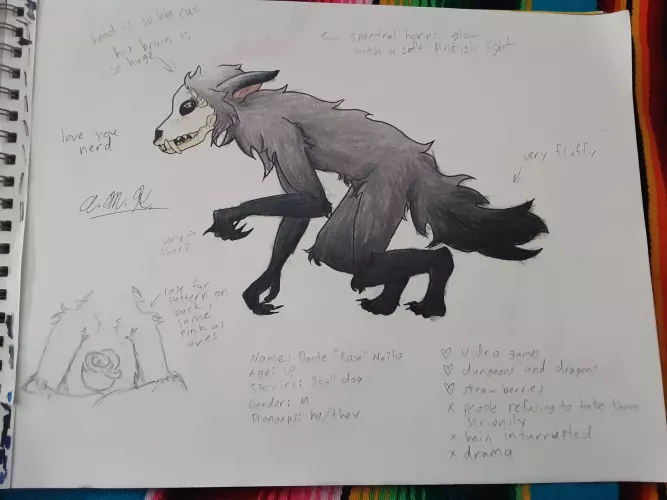 My fursona, Dante, drawn by my sibling! Thanks again Cap'n for agreeing to that