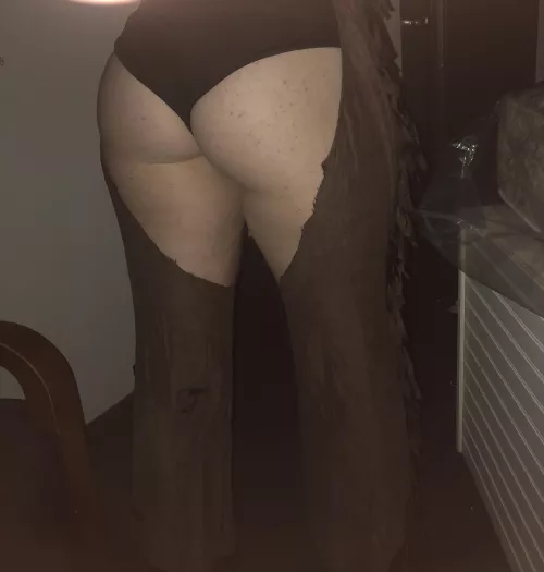 My wife in her cowgirl costume at the sex club earlier