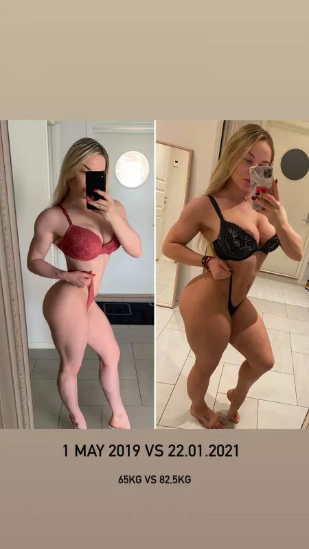 @nataliaejsmont gained ~38.5lbs in ~1.5 years.