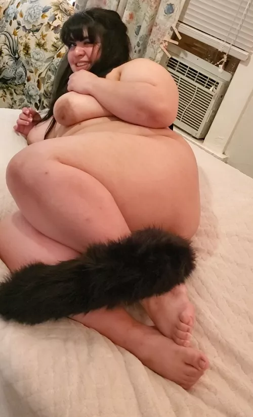 Nothing on but a butt plug