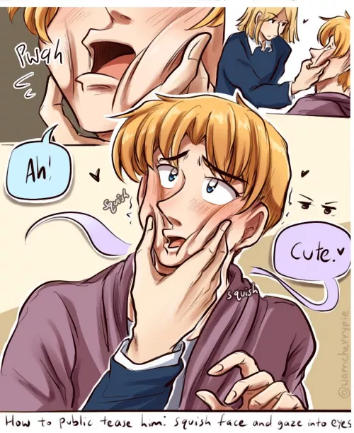 [OC] Squishing his cute and shy face ♡