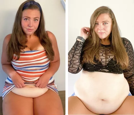 One month apart 😳😅🐷🍦