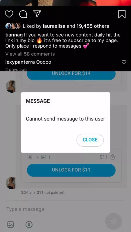 “Only place I respond to messages” *disables messaging* this girl is a certified scammer 😂 no wonder nobody is buying her content