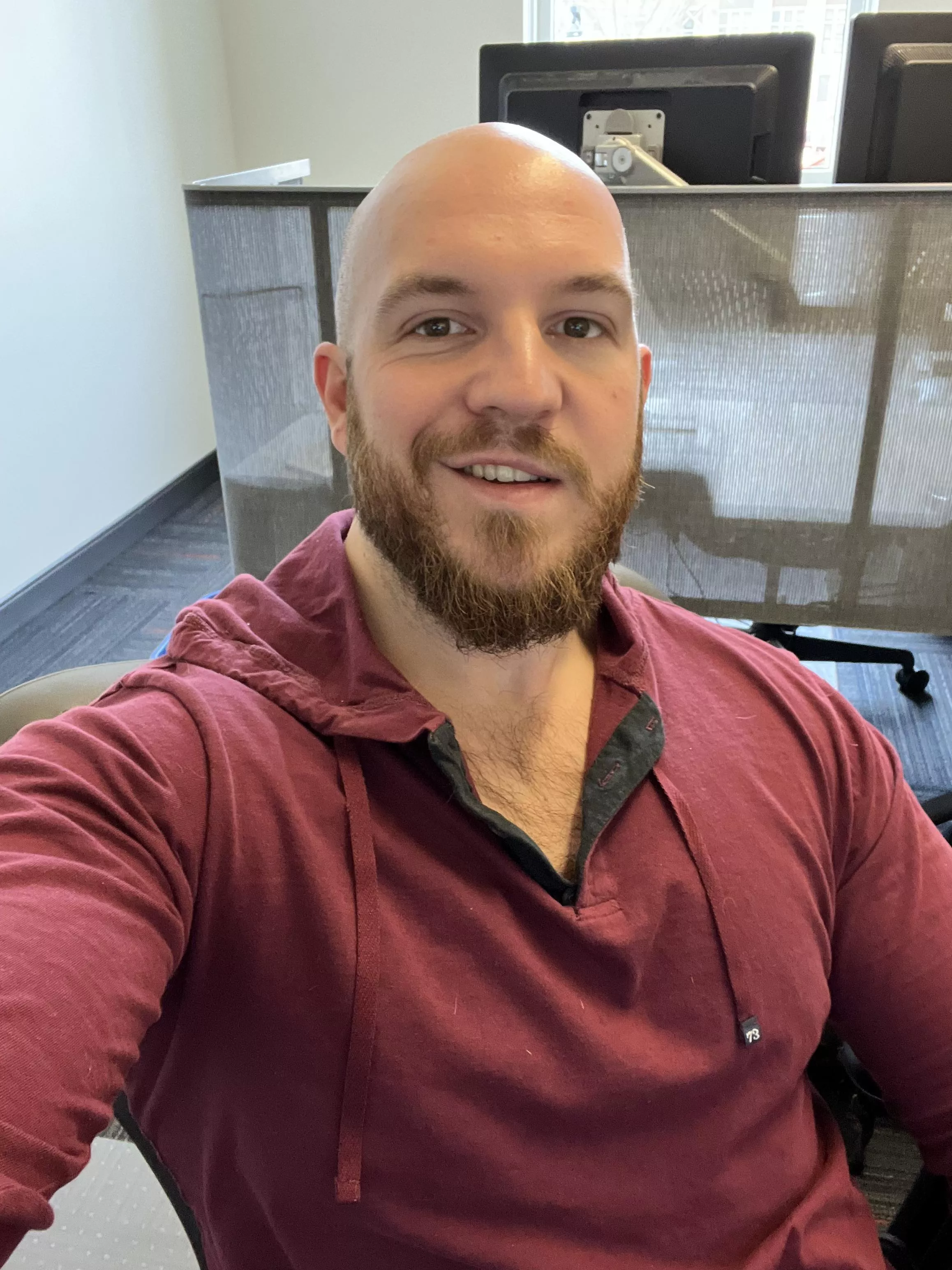 Quick mid-work selfie, just need to make it through 2 more hours!
