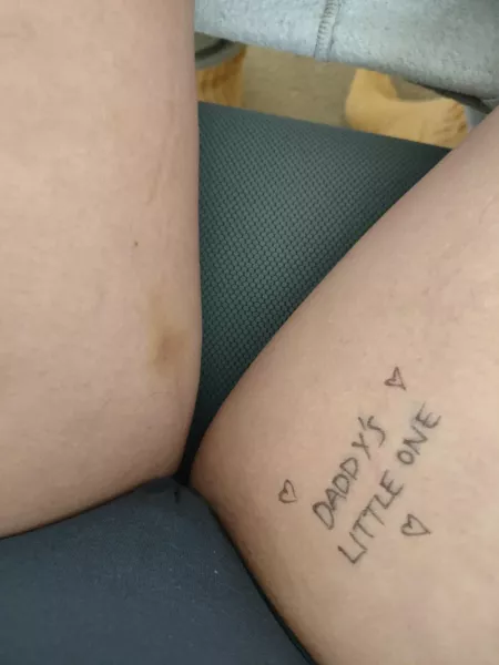 Ready to tackle the day with Daddy’s bruises and branding on my thighs 💖