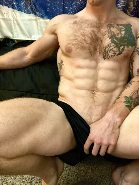 Red chest hair and a red carpet to match