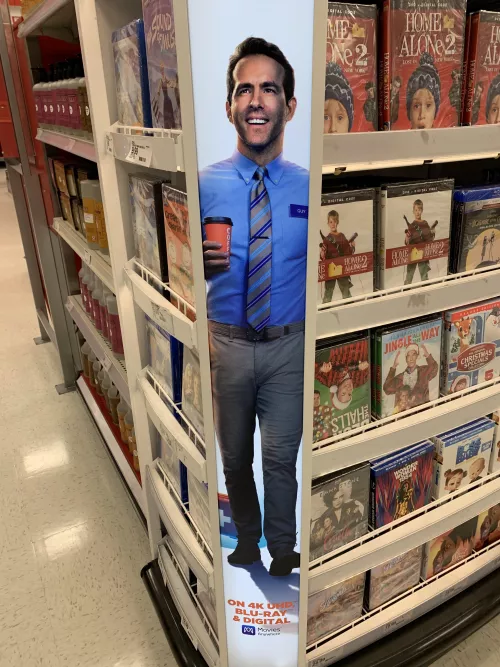 Ryan Reynolds in a Free Guy movie display… AT TARGET of all places.