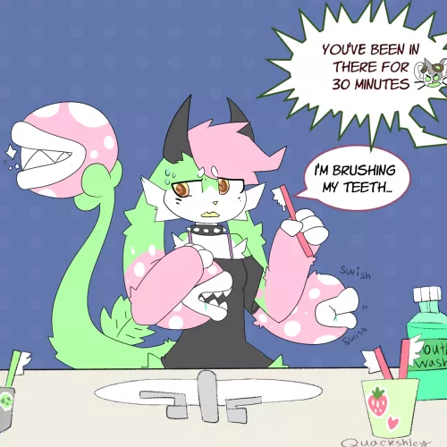 She has a lot of teeth (art by me @quackshley insta/twitter)