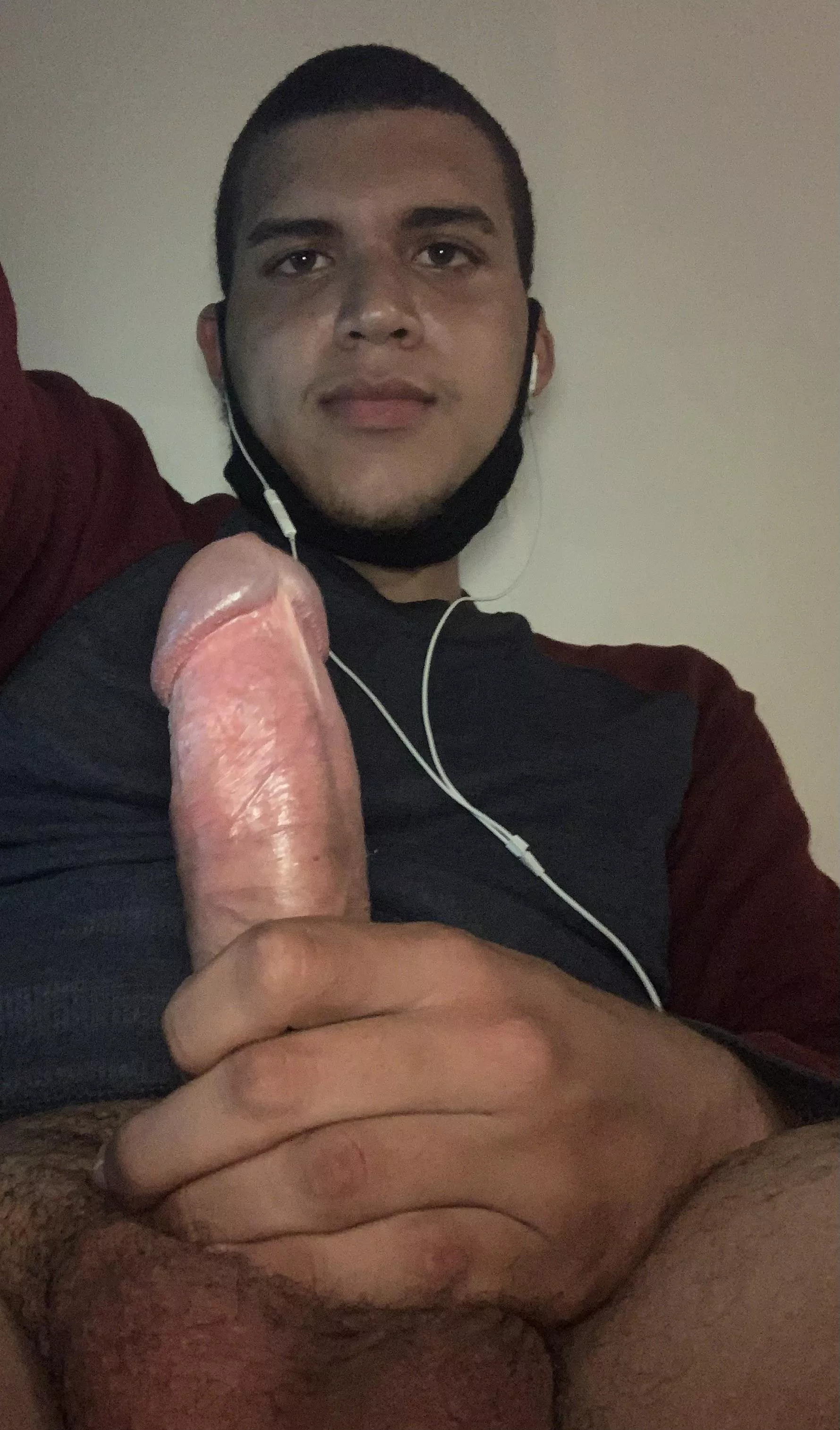 Smiling since I know how much you’d enjoy choking on my shiny hard cock