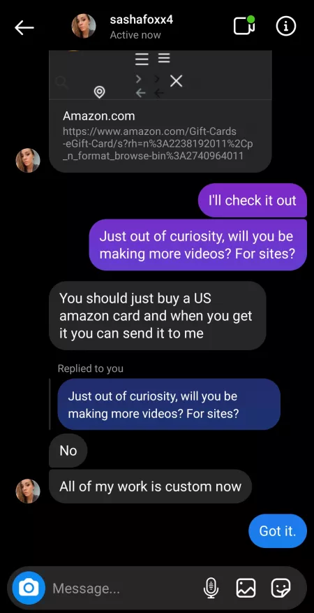 So, I don't know if this is allowed or not, but she's done with mainstream porn and websites.