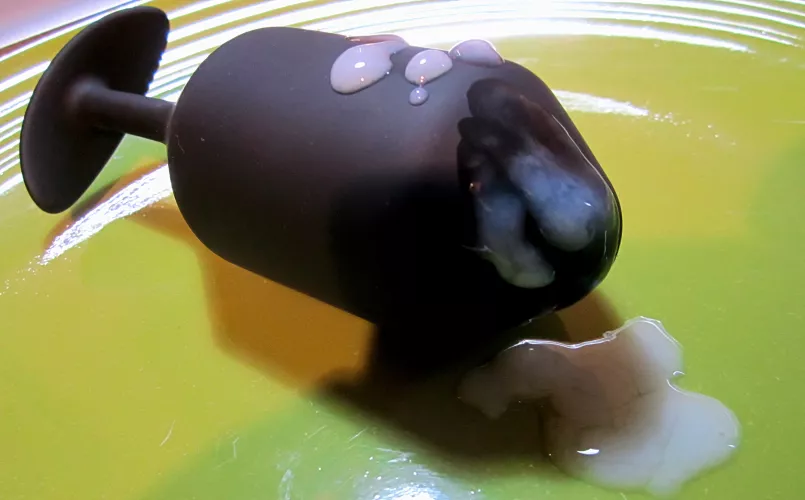 Solved the dilemma of whether to use the dildo lubed with my own cum (photo posted earlier) on my mouth or ass first. I simply lubed up one of my plugs the same way so no hole has to go without.