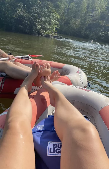 spent the day floating down a river with a friend. and of course i convinced her to take some feet pictures with me ￼￼
