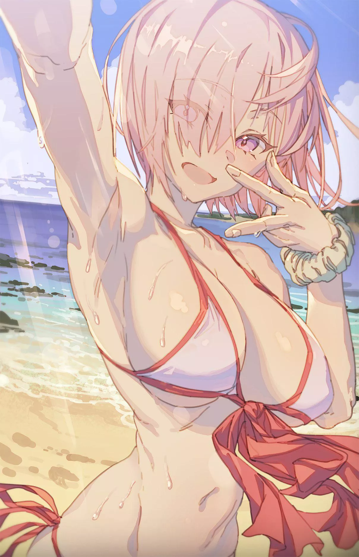 Sweaty bikini babe