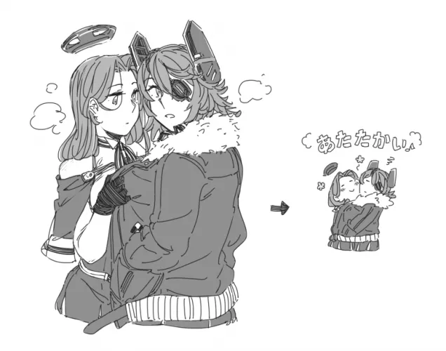 Tatsuta and Tenryuu sharing a jacket together (WeiDashMing) [KanColle]