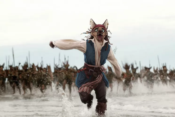 The epic scene (art by me @/heretic.fox on Instagram)