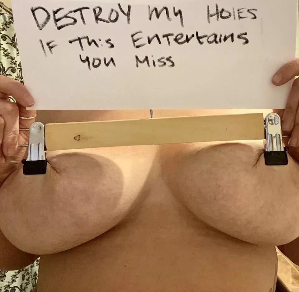 The slut was told to torture her fat udders to entertain my day at work. Such worthless boobs are meaningless if they aren’t properly abused. The slut was told to torture her fat udders to entertain my day at work. Such worthless boobs are meaningless if they aren’t properly abused.