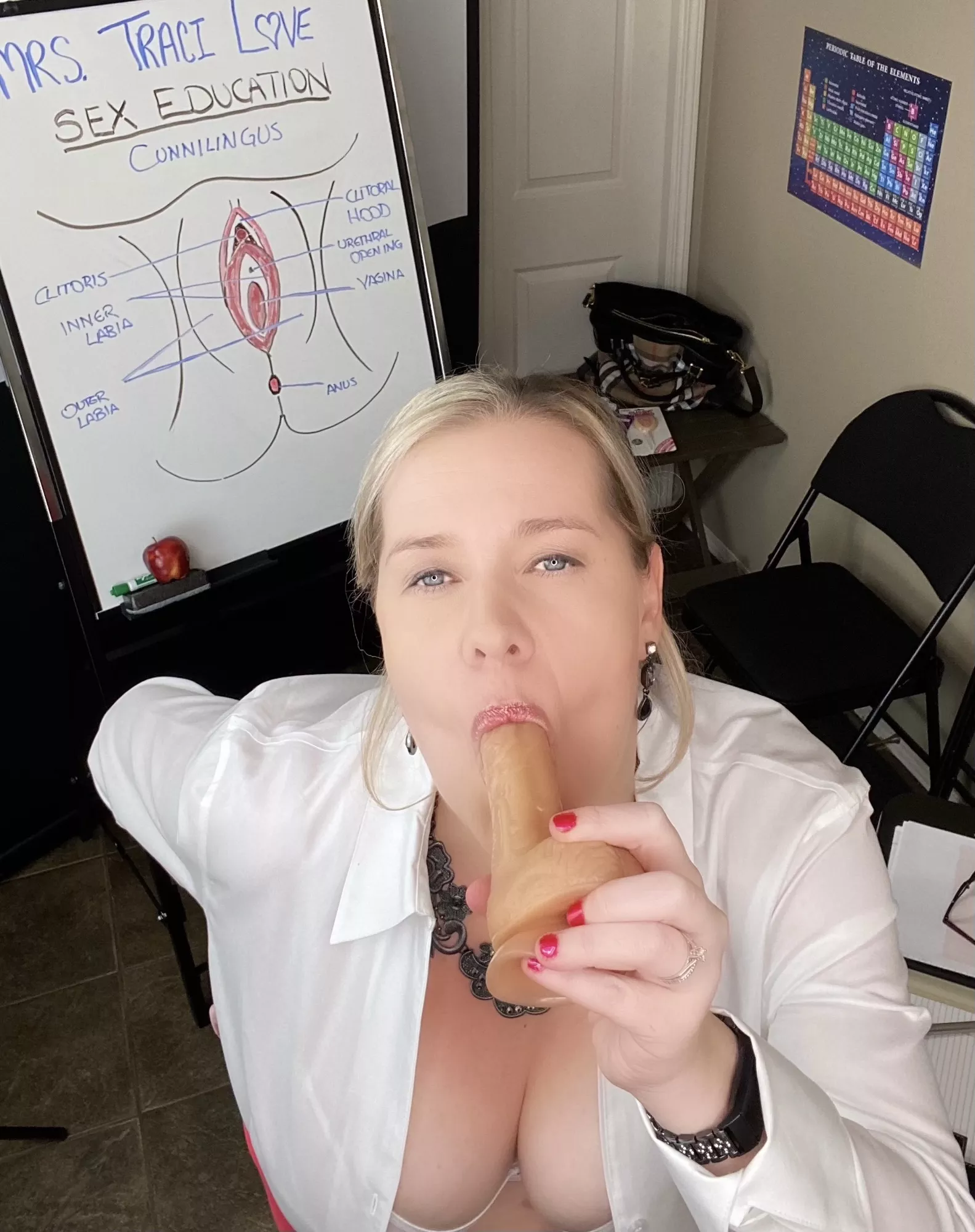The teacher needs a volunteer to help with her demonstration. Take your cock out for Mrs Love right now! π The teacher needs a volunteer to help with her demonstration. Take your cock out for Mrs Love right now! π