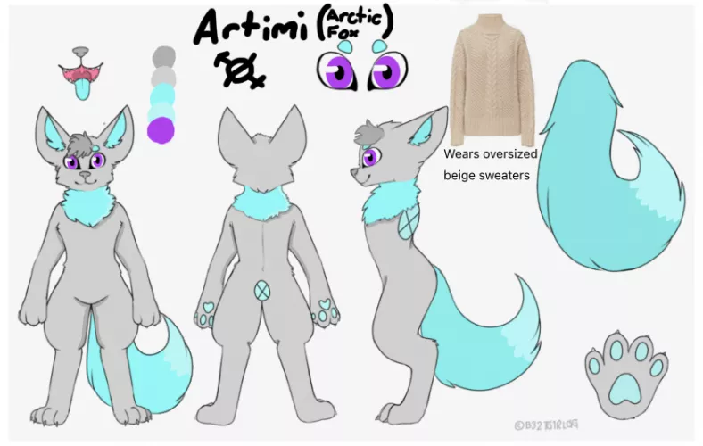 To the 4 people who’ll see this, and the 0 who’ll care. Here’s my first sheet of my Fursona