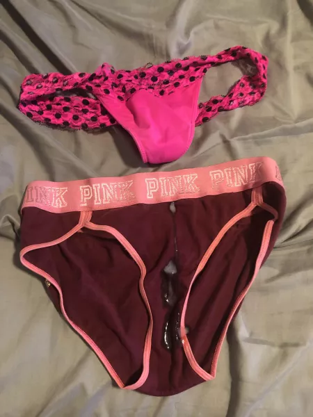 Top pair from ex gf I wore while cumming on a coworker’s pair.