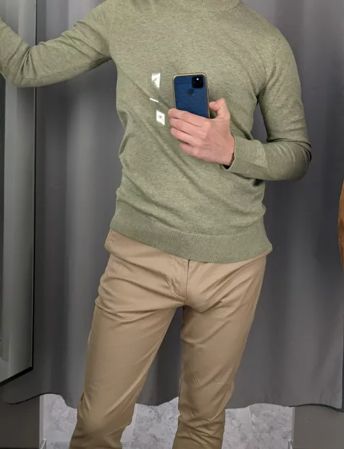 Trying on some clothes. How's the fit?