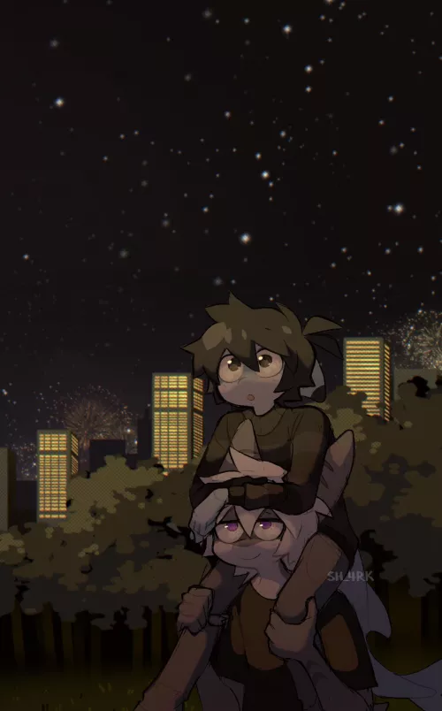 Watching the fireworks! (Art by me - @SH_4RK)