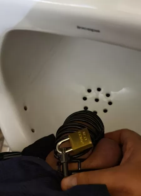 What would you do if you looked to the side and you saw me like that in a urinal?