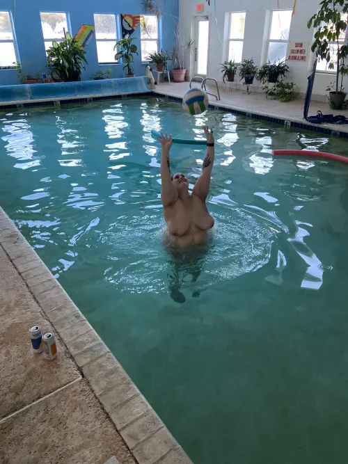 Yesterday was so fun! We had a full 4 on 4 naked volleyball game in there.