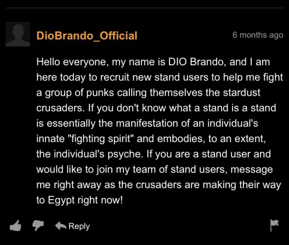 You expected to read a relevant comment, but it was me DIO
