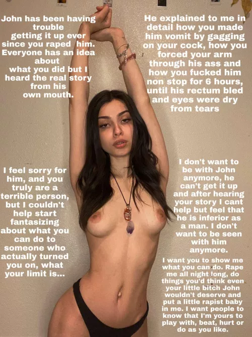 You were raped by your long time bully. Your girlfriend told you she would go and speak to him about it and try to fix the bad blood between you two